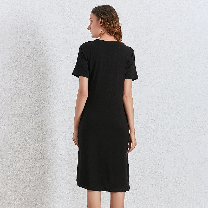 Платье с коротким рукавом TWOTWINSTYLE весеннее черное платье оверсайз v образным