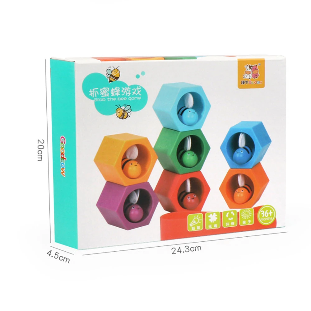 

Montessori Wooden Toys Hive Board Games Children Early Education Clip Catch Bee Sensory Toys For Kids Hand-eye Coordination Game