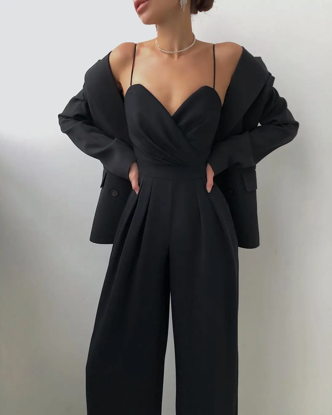 

2021 New Fashion Sleeveless High Waist Jumpsuit Women Casual Rompers Stright Long Pants Jumpsuit Women Bodysuits