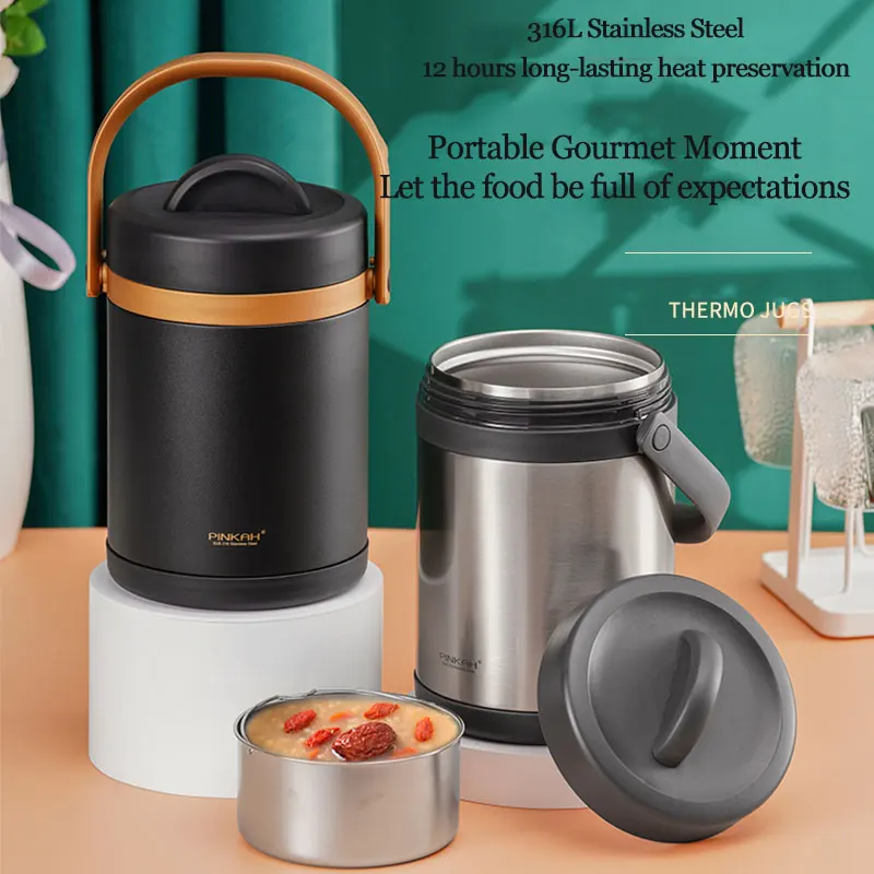 Pinkah ланч бокс 2л из нержавеющей стали сохранение тепла для взрослых бизнес бенто