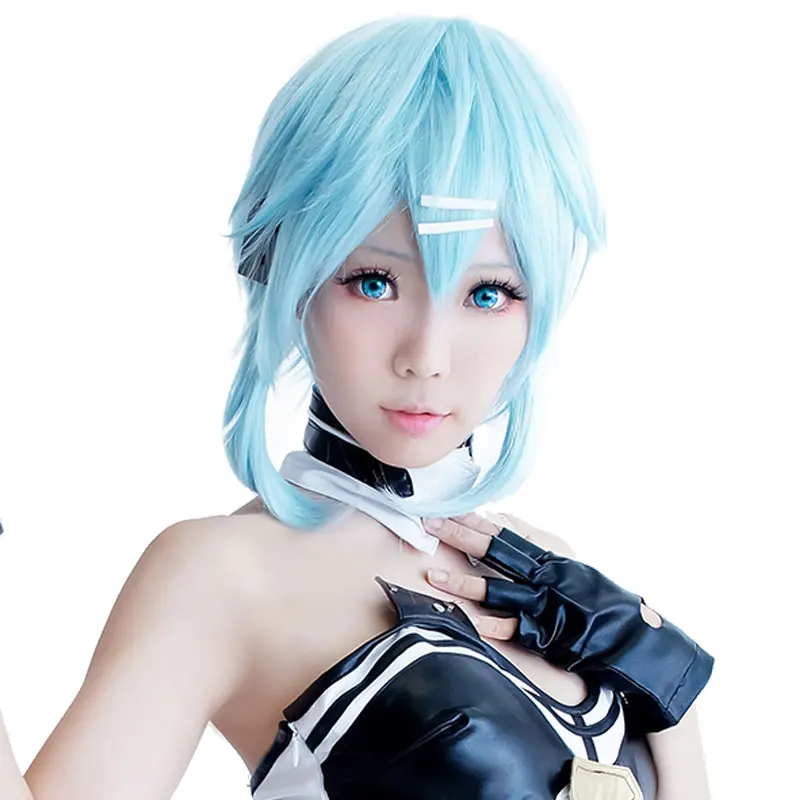 Anime Game Hair Short Ice blue wig Sword Art Online Cosplay Wig Sinon/Asada Shino Costume Play Wigs Halloween party