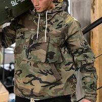 2021 military style camouflage pullover hoodies hip hop cool streetwear multi pockets safari military hoodie jacket trench coat