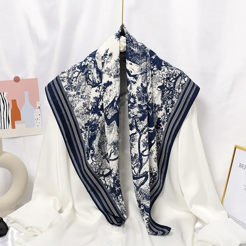 

90 см шарфы женская шаль шелковая сатиновый хиджаб Женская бандана квадратная Женская платок парео головной платок шарф галстук