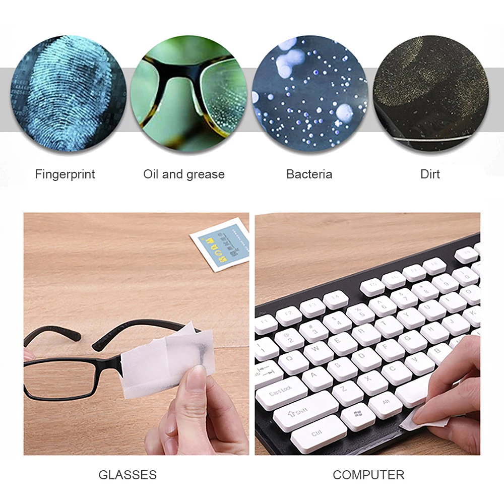 100 шт. очки чистящая ткань одноразовые Бумага влажные салфетки Портативный