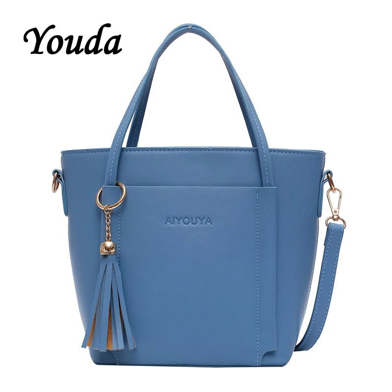 Youda Большая вместительная Женская однотонная сумка из ПУ материала для покупок