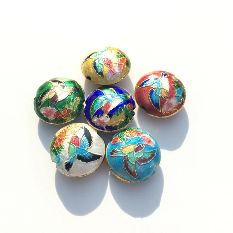 

Colorful Enamel Filigree Flower Birds Bead Cloisonne Accessories DIY Jewelry Making Supplier Necklace Earrings Bracelets 5pcs