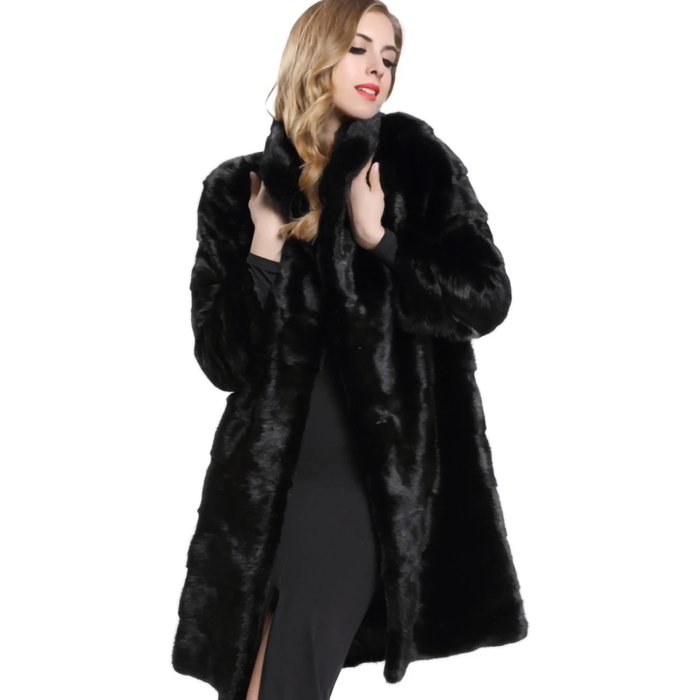 Шуба из натурального меха норки облегающая женская шуба цельной кожи длиной 90 см