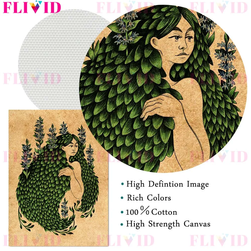 Весенняя девушка художественные принты растения Цветок и винтажная настенная
