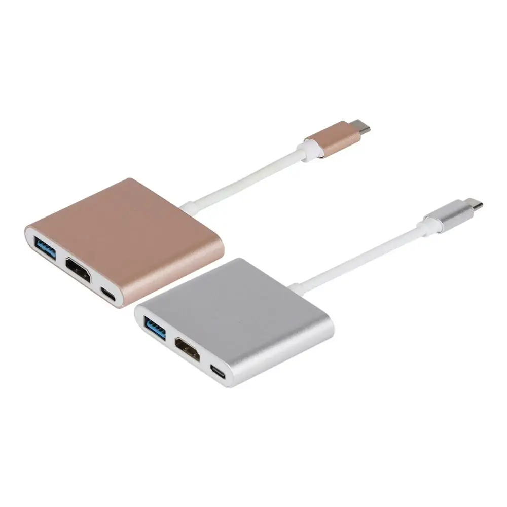 Новинка адаптер USB 3.0 Type C для телефона 4K HDMI USB3.0 3 в 1 хаб Apple Macbook серебряные и