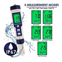 5 in 1 tdsecphsalinitytemperature meter digital water quality monitor salty detector ph tester for drinking water aquariums