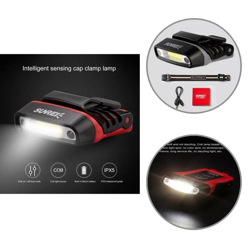 

ABS Engineering Plastics Practical LED Clip on Cap Light Bike Accessory Induction Hat Light Energy-saving for Outdoor