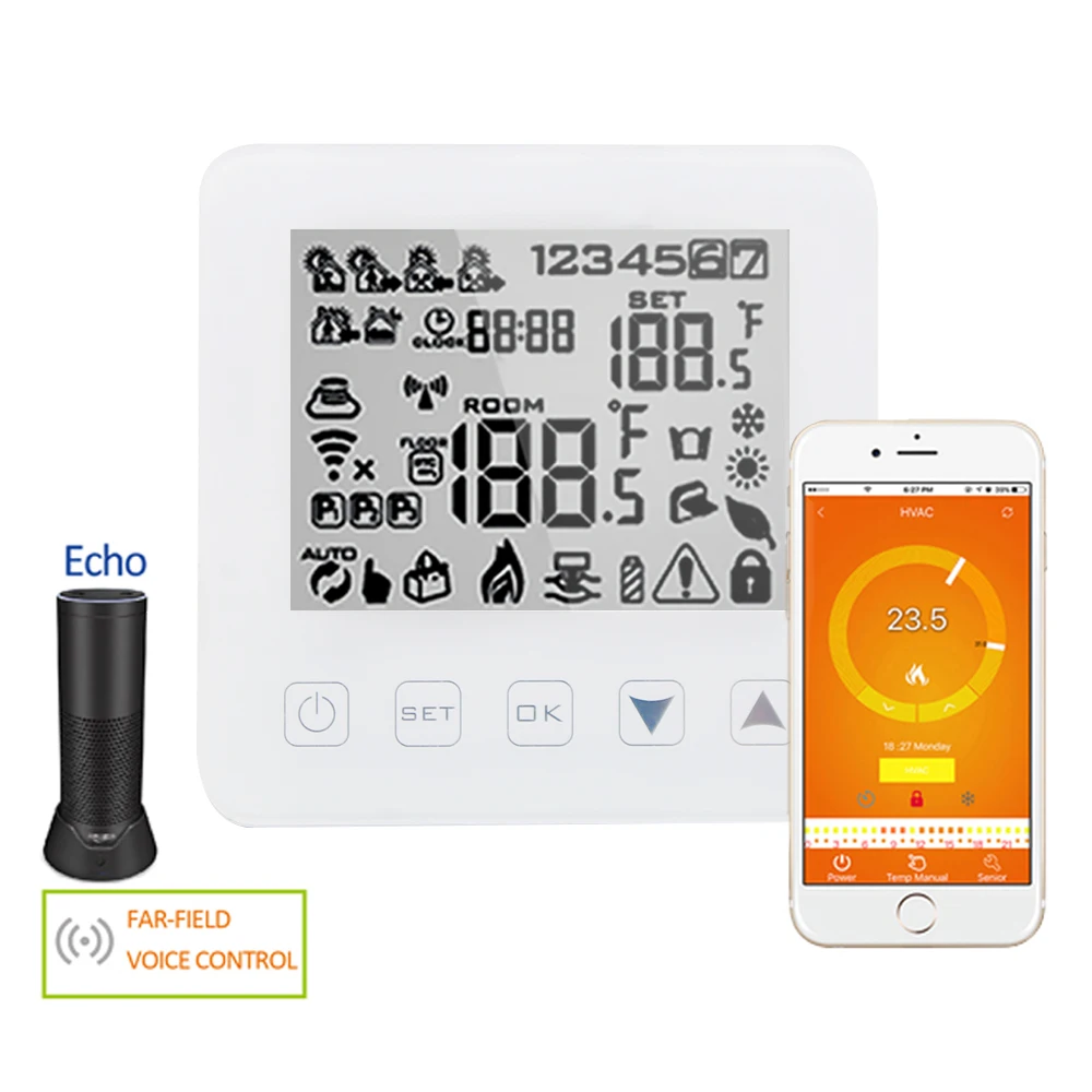 Цифровой электрический/напольный термостат с подогревом программируемый Wi Fi ЖК