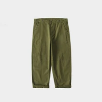 japanese style mens wear loose wide leg straight army green vintage work pants men casual cropped cargo pants hot trousers boys