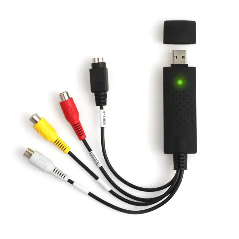 

W3JD 1Set USB2.0 VHS to DVD Converter Au-dio Video Capture Device Kit RCA Cable for Windows 10 Systems