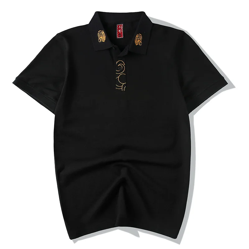 

Wimilous Men's T-shirt 2021Chinese Styles Trendy Embroidered Half-Sleeve Chinese Fashion poloBaggy Short-Sleeve