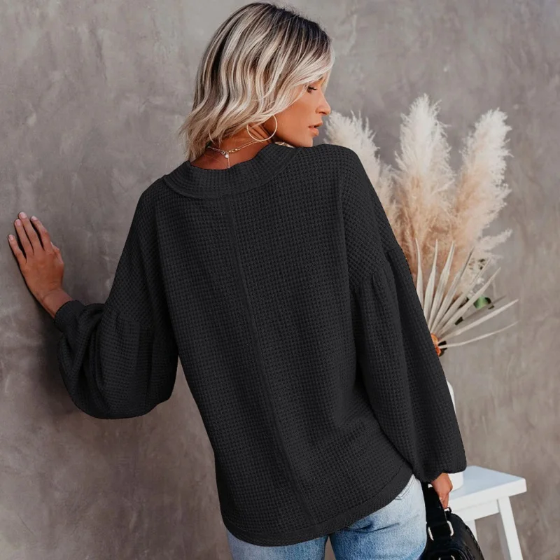 

2021 Spring Autumn Women V Neck Sweater Loose Pullover Casual Jumper Ladies Long Sleeve Knitted Sweater Female knitwear Sweaters