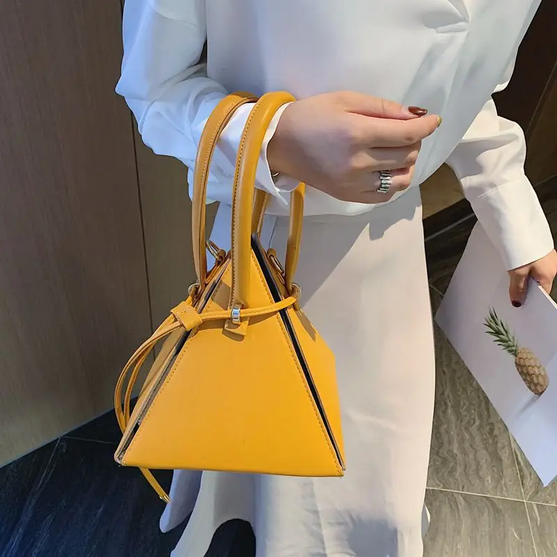 

Smaller Design Triangle Women Bag 2020 PU Pyramid Women's Handbag Carry Cool Messenger Crossbody Bag