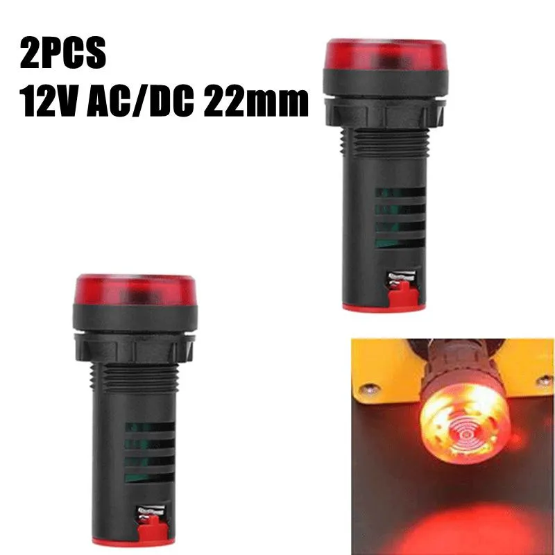 

AC/DC 12V Indicator Light With Buzzer Red Flashing Alarm 22mm AD16-22SM Light Flashing Buzzer Warning Light