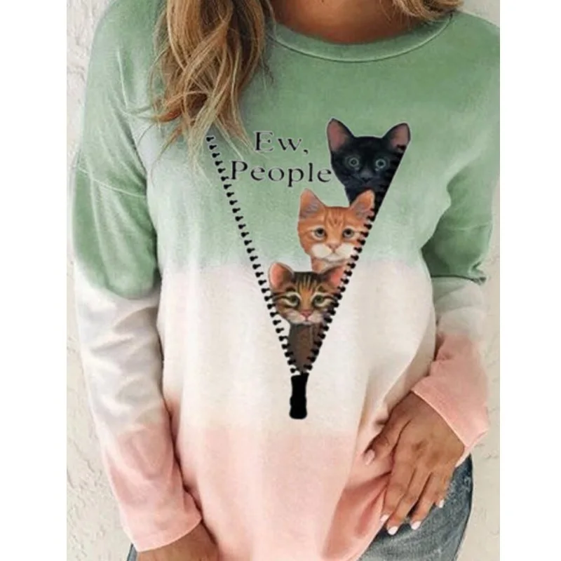 

Женский свитшот с круглым вырезом, на весну и осень