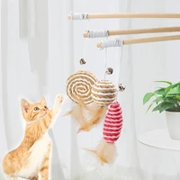 new kitten toys wooden pole feather interactive toy colorful funny cat stick natural cat teaser fashion wand pet cat supplies