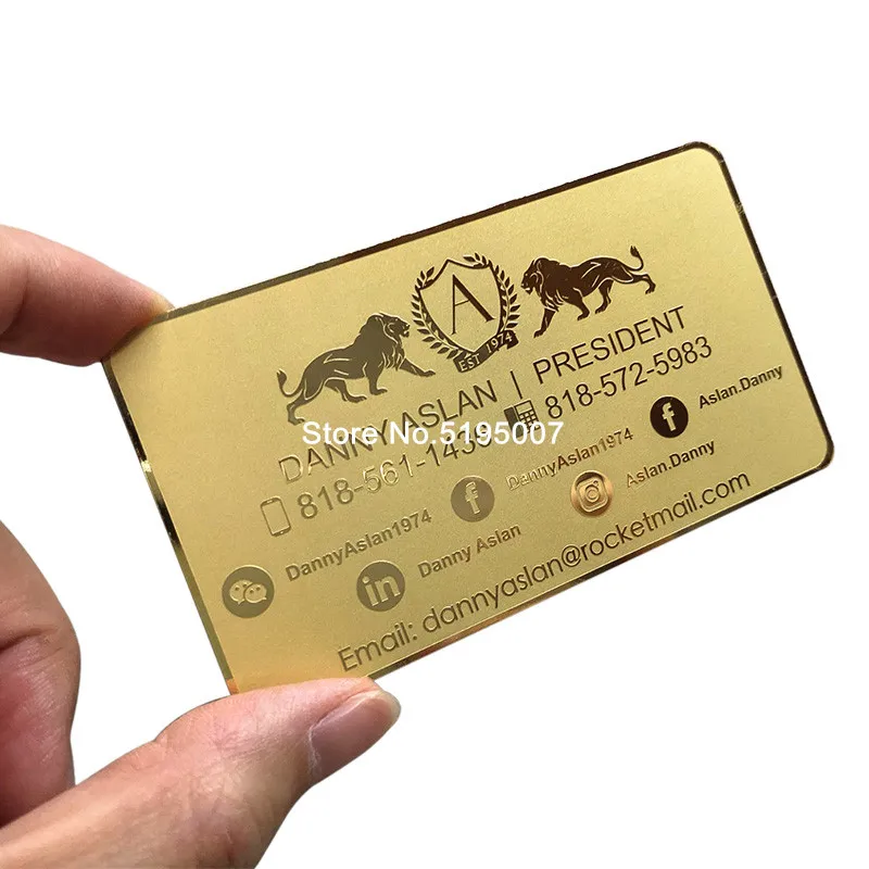 cheap custom stainless steel gold metal/black/business card