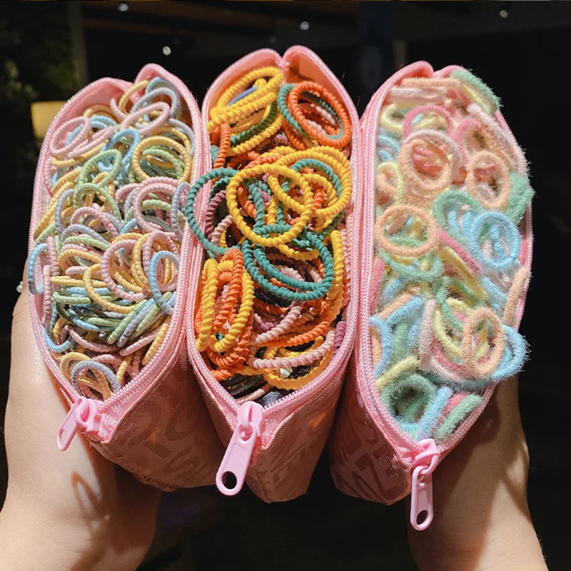 

100Pcs/Bag Children's Simple Head Rope Girls Fashion Rubber Band Ponytail Bandeau Hair Band Headdress Headwear Hair Accessories