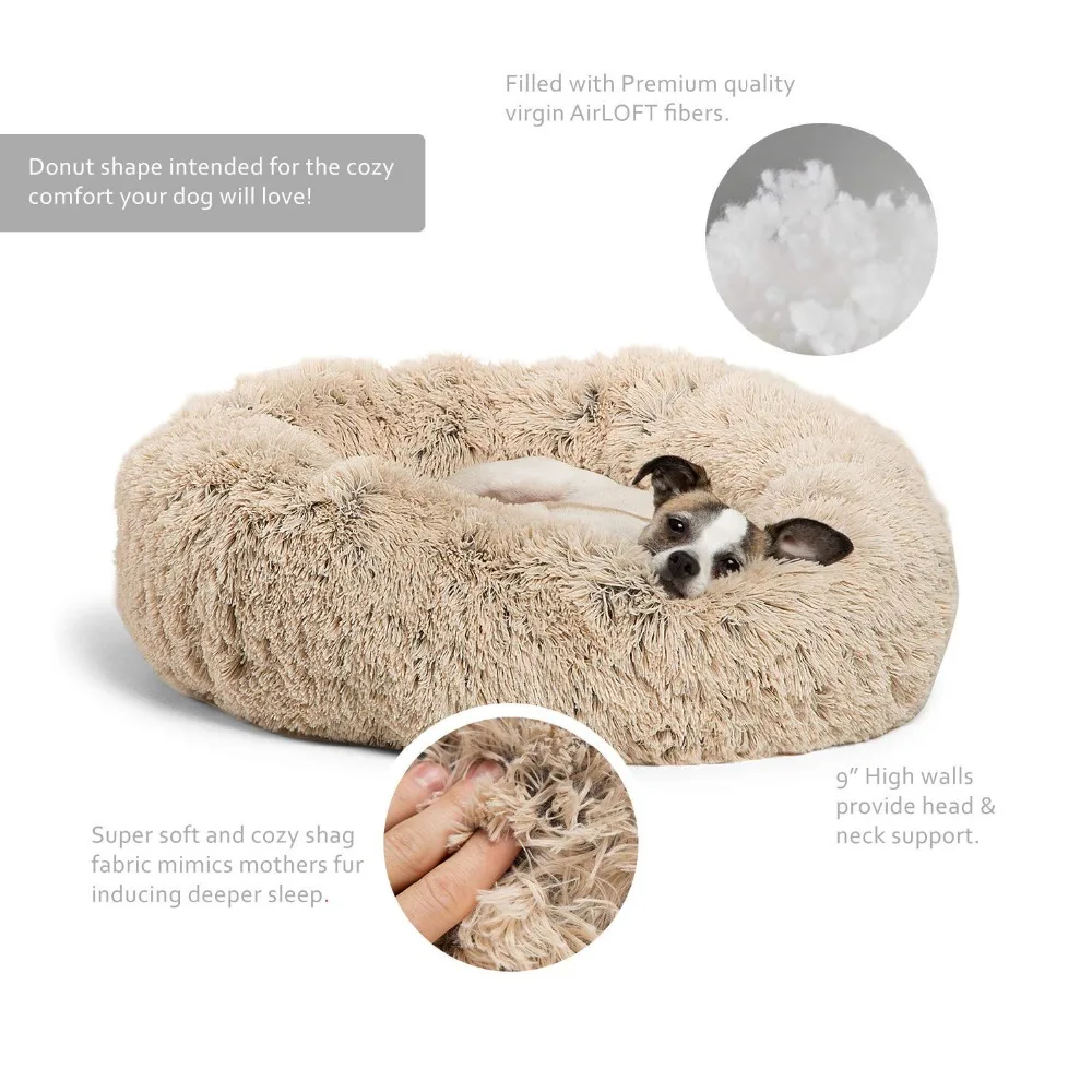 Detachable Machine Wash Donut Cuddler Round Donut Cat and Dog Cushion Bed Warming and Comfortable Sofa Kennel For Dog Cats Puppy