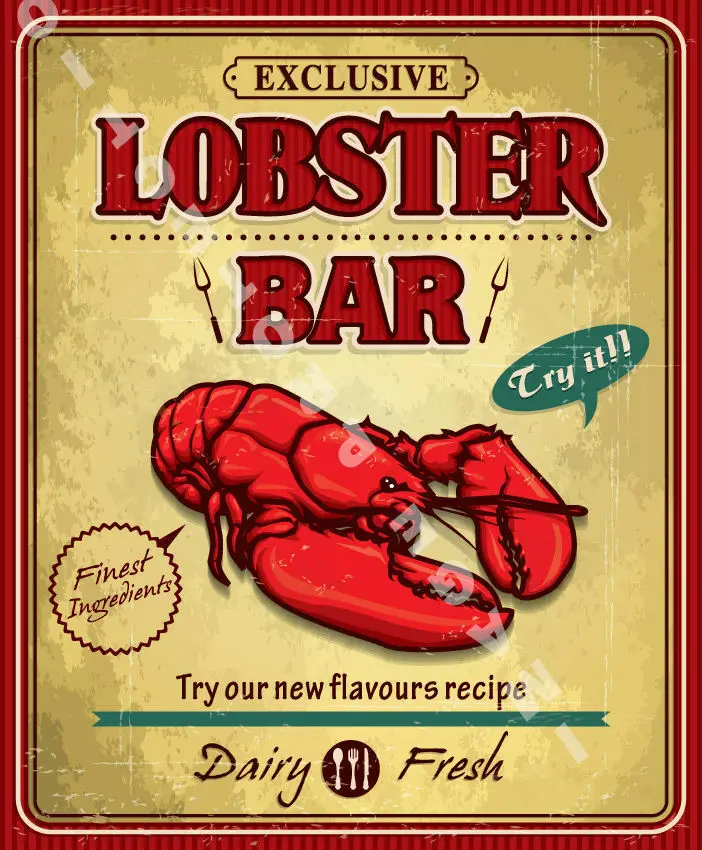 

Металлический оловянный плакат с изображением лобстера