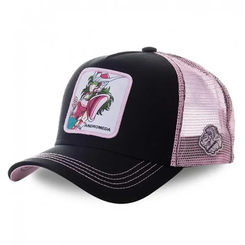 

Saint Seiya Anime Figure Embroidery Baseball Caps Men Women Hip Hop Hat Summer Breathable Mesh Sun Gorras Unisex Streetwear Bone