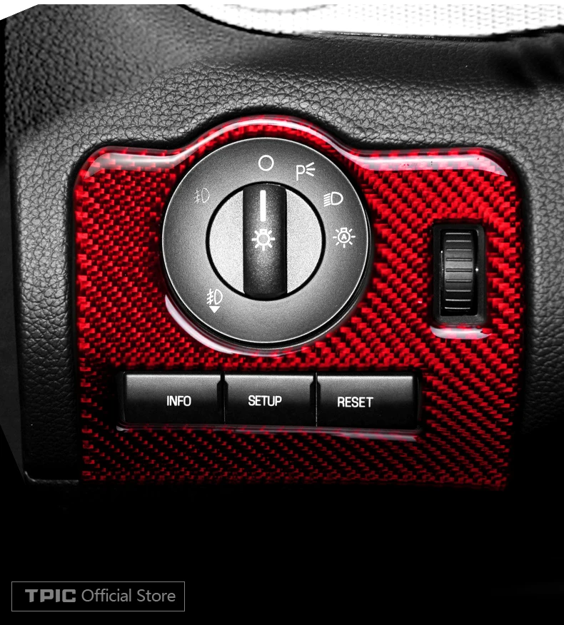 TPIC для Ford Mustang 2009-2013 Автомобильный Интерьер Литье карбоновое волокно рама переключателя фар Накладка Регулировка наклейки для авто