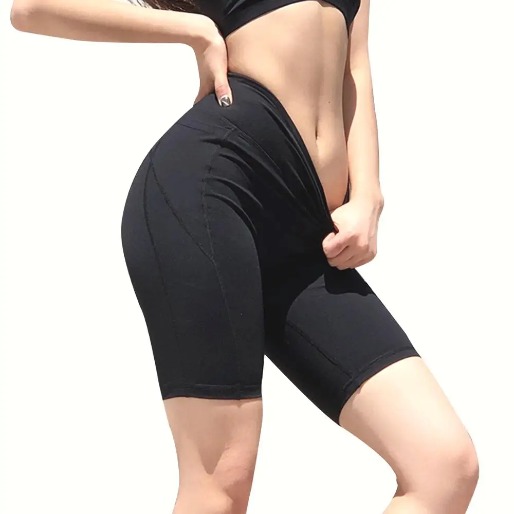 Обтягивающие женские Однотонные эластичные дышащие шорты для йоги непрозрачные