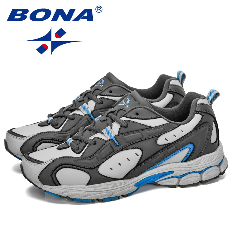 BONA New Style Sports Shoes Men Sneakers Lace-Up Cow Split Breathable Walking Shoes Outdoor Running Shoes Man Jogging Shoes