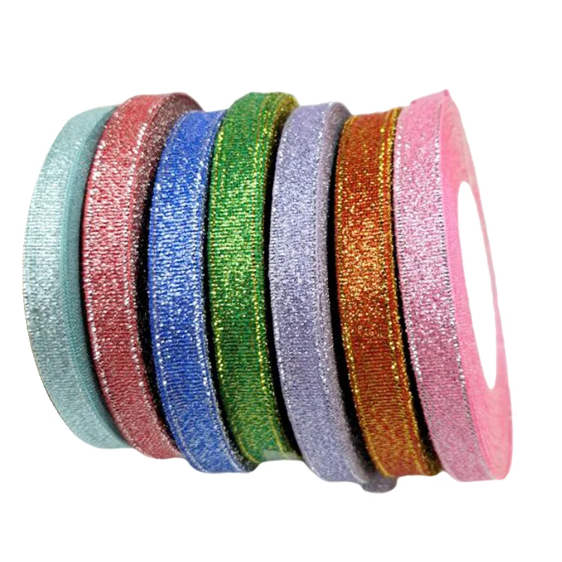 3/8 &quot(10 мм) 25 ярдов золотые металлические блестящие ленты DIY ремесла швейная ткань