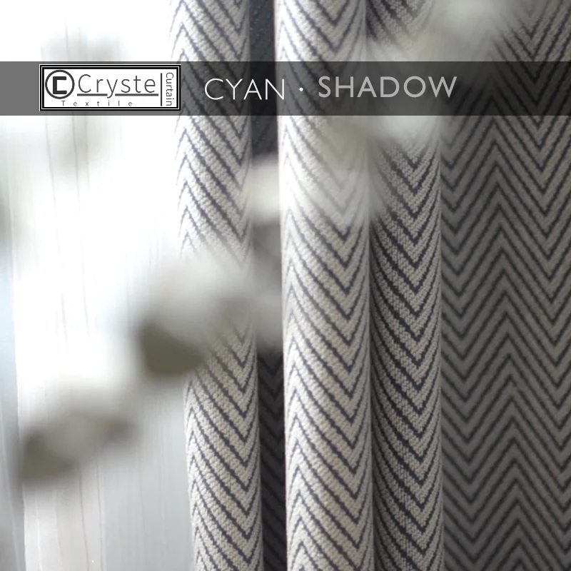 

Curtain stripe w wave chenille cotton linen simple modern custom living room Nordic ins wind floor shading curtain