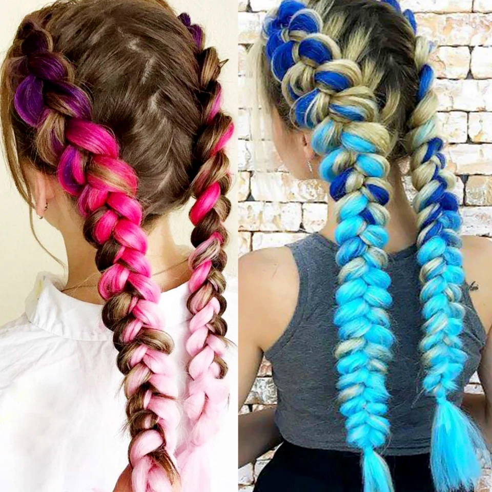 

HAUYA Jumbo Braids Hair Pre Stretched Expression Braiding Hair Ombre Synthetic Yaki Straight Braid Hair Extensions Hair