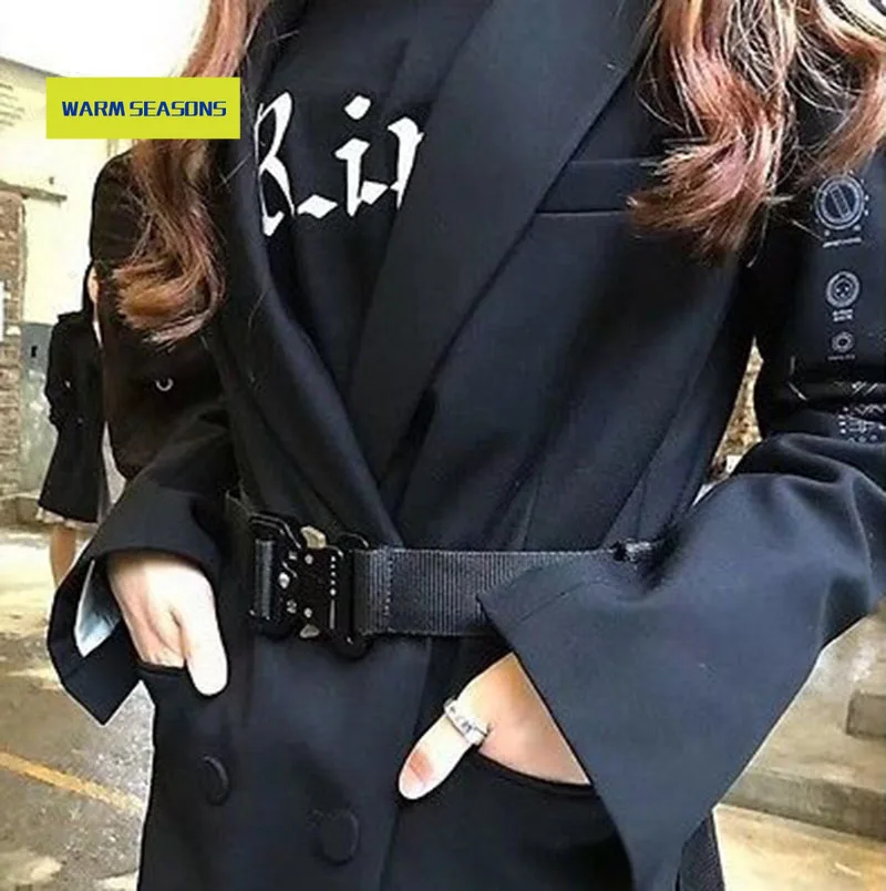 

Hip Hop Unisex Metal Buckle ALYX Belt High Quality Functional Tactical Canvas Rollercoaster Safety ALYX Belt Chain Belt