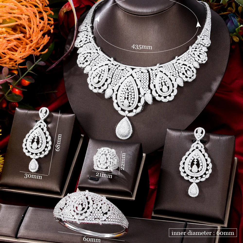 KellyBola Новинка роскошное циркониевое ожерелье кольцо браслет серьги женское