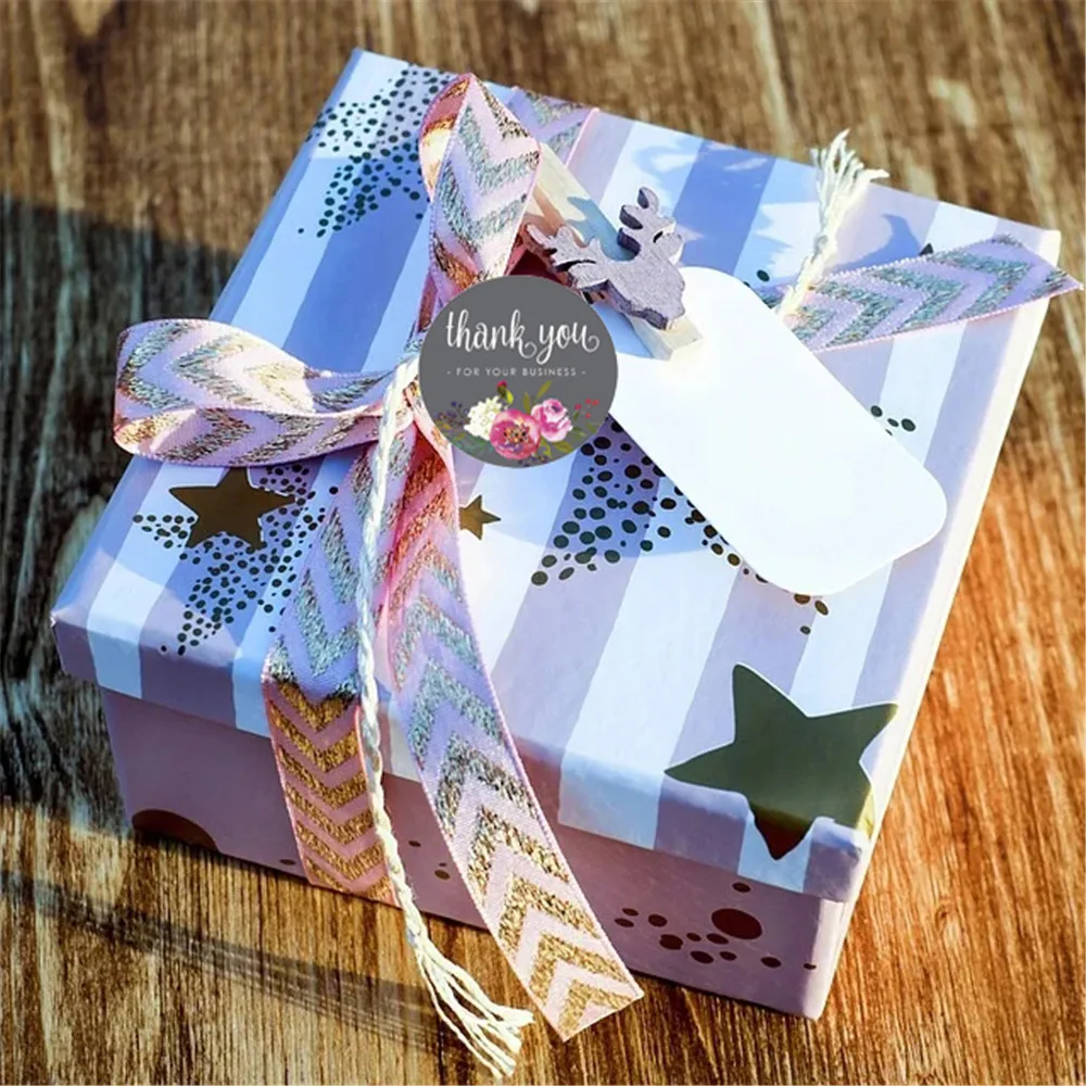 

Round Flower Thank You Stickers For Your Business Supporting Stickers 500pcs/roll Labels Stickers Mailing Supplies Boutique Bags