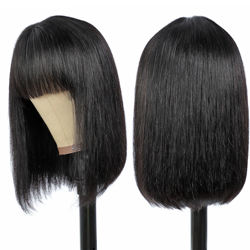 Парик на сетке 4x4 прямой парик спереди Короткие парики из человеческих волос для