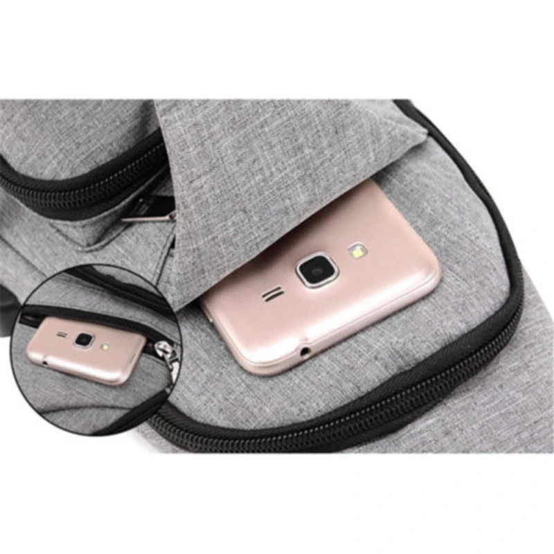 

Men USB Charger Port Anti-theft Chest Pack Crossbody Bag Rucksack Shoulder Sling Bag Chest Bag