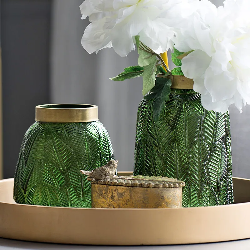 Скандинавская зеленая стеклянная ваза гидропонный цветочный горшок корзина для