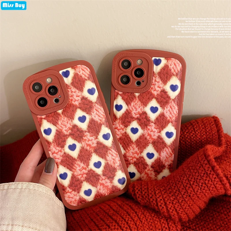 

Pasting Love Heart Lingge Shockproof Soft Case for iPhone 13 12 11 Pro Max 11 12 XS Max XR X 8 7 Plus Coque Anti-Fall Back Cover