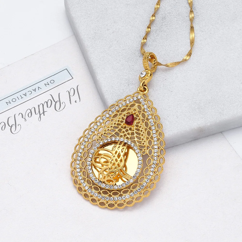 Красный с украшением в виде кристаллов Аллах кулон и ожерелья для женщин Ближний