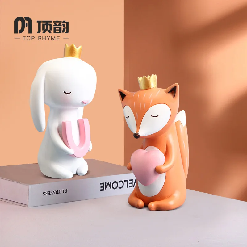 Креативная статуя лисы и кролика из смолы скульптура ремесла простые украшения