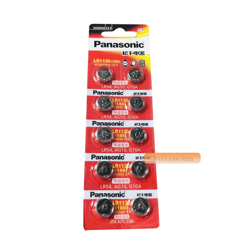 100X100% Подлинная оптовая продажа PANASONIC LR54 189 AG10 L1131 SR1130 G10 V10GA 389 Щелочная Кнопка