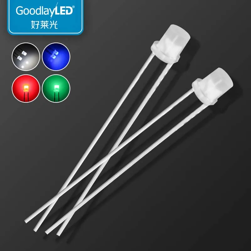 1000 шт 3 мм плоская голова туман Длинная нога высокая яркость белый синий зеленый