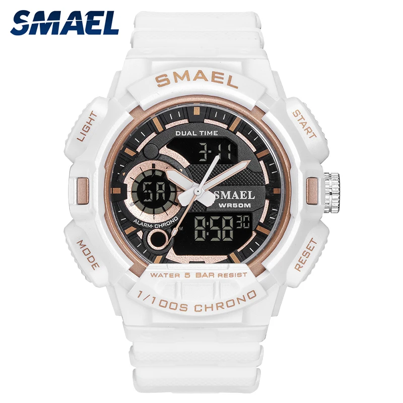

Men Sport Watch SMAEL Brand Dual Display Watches Men Cool Military Watch Waterproof 3Bar Casual Rubber Strap Wristwatches 1378