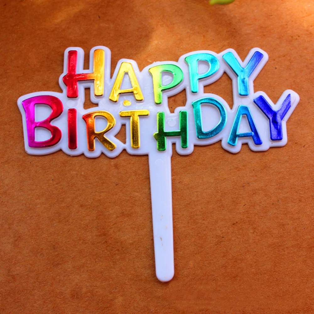 

50PCS Colourful Plastic Happy Birthday Cake Toppers Decorative Cupcake Muffin Food Fruit Picks Birthday Party Decoration Supplie