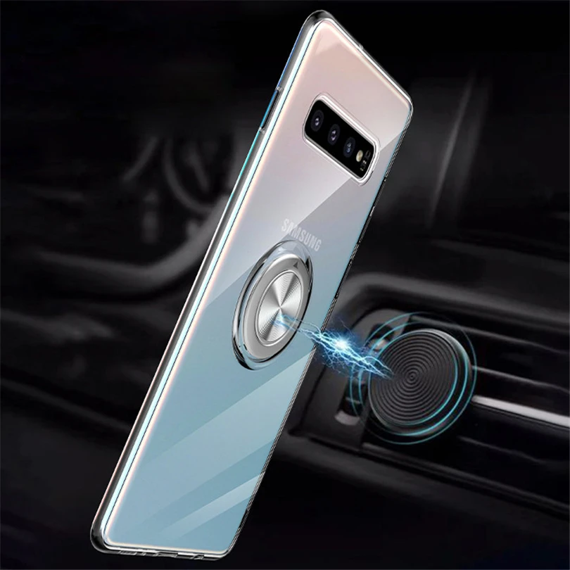 Automatic Pop up Phone Case For Samsung Galaxy S10 5G Plus S10E Cover With Bombable Ring Clear Slim Rubber Skin |