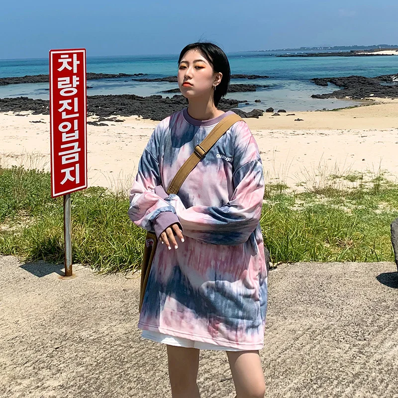 Женская футболка модная новая Корейская свободная в стиле хип-хоп с длинным